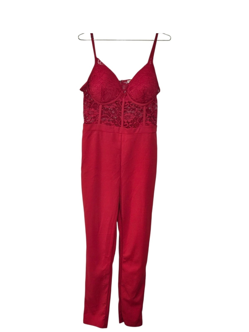 Haute Monde Red Lace Bodice Jumpsuit